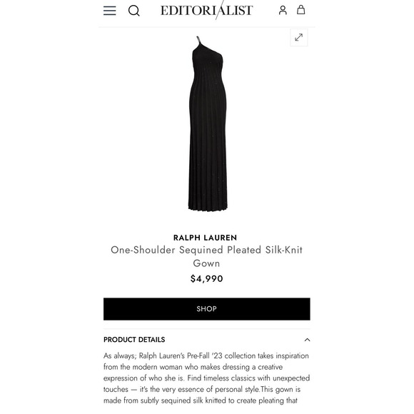 Ralph Lauren Collection Purple Label Silk One Shoulder Long Black Gown Medium - Picture 6 of 16